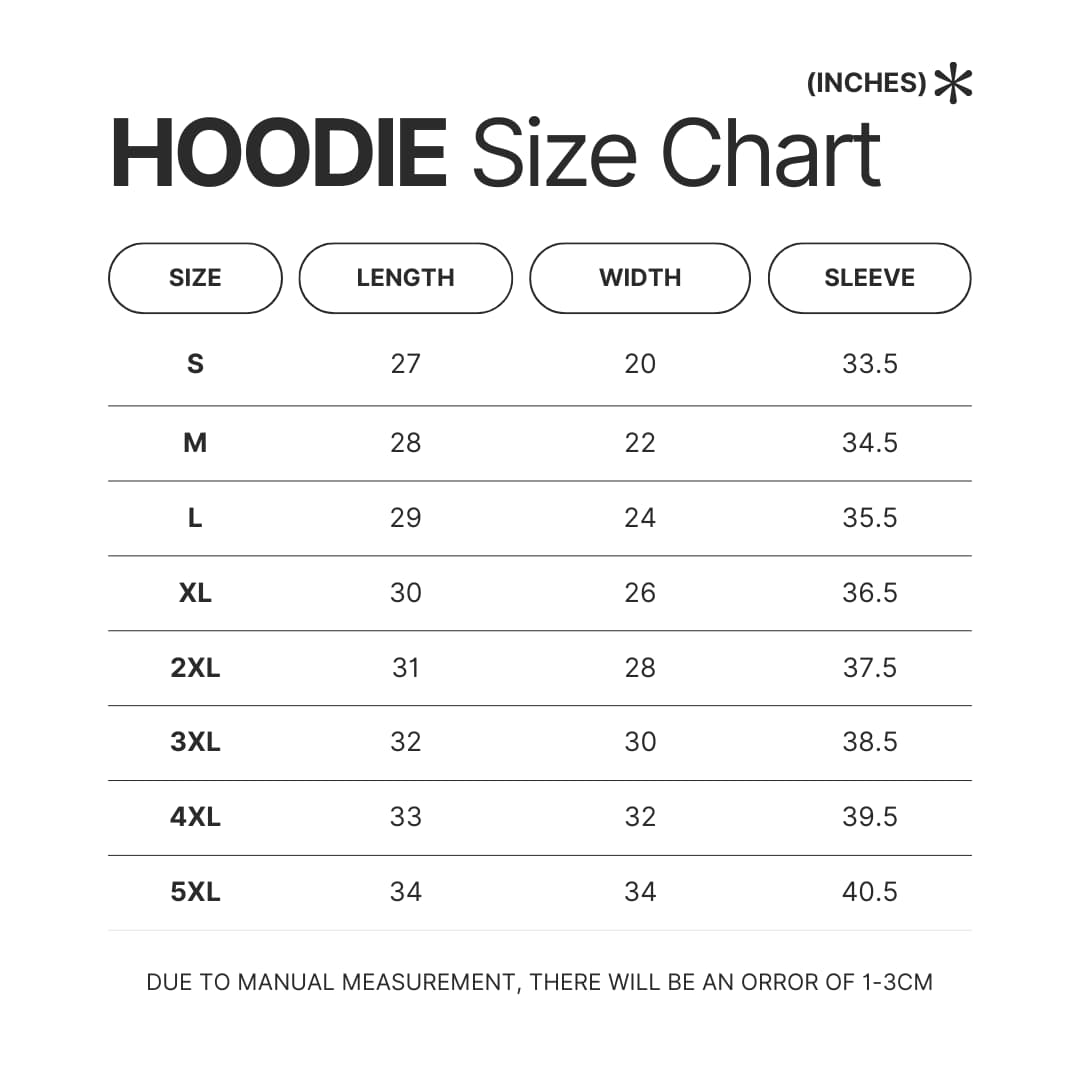 Hoodie Size Chart - Exocolonist Merch