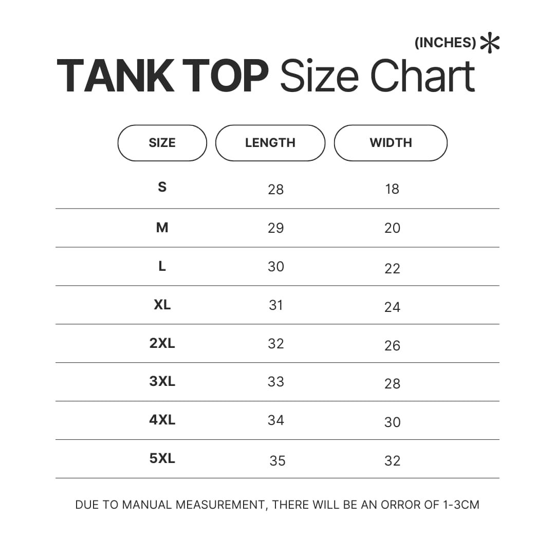 Tank Top Size Chart - Exocolonist Merch