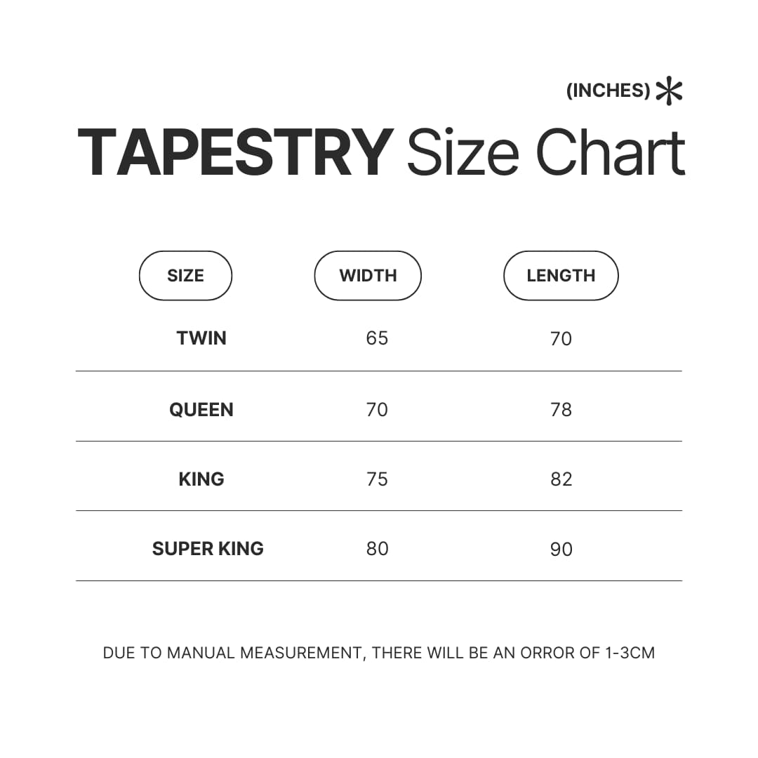 Tapestry Size Chart - Exocolonist Merch