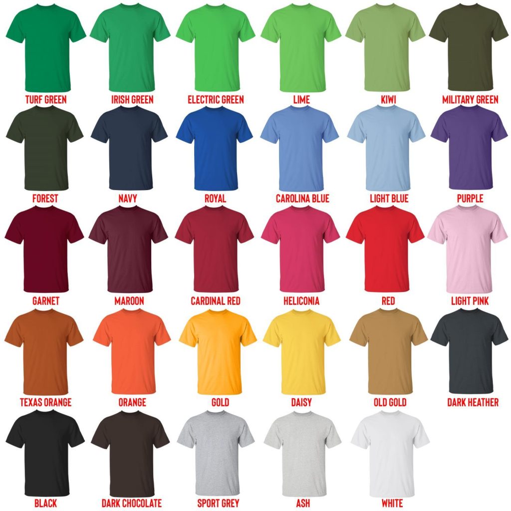 t shirt color chart - Exocolonist Merch